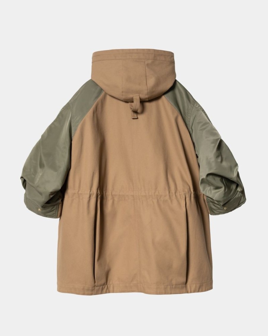 Kvinder Carhartt WIP | Sacai X Carhartt Wip And X Nylon Twill Frakke | Beige / Khaki