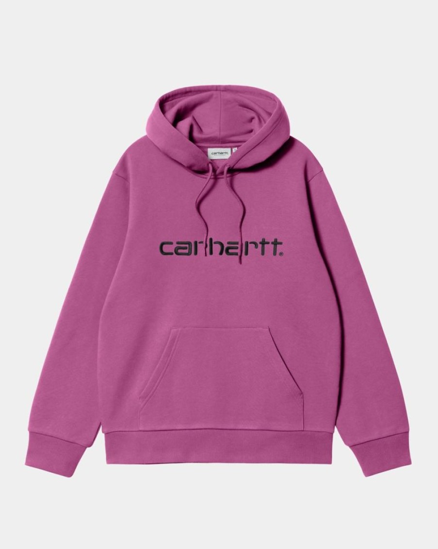 Maend Carhartt WIP | Carhartt Sweatshirt Med Haette | Magenta / Sort