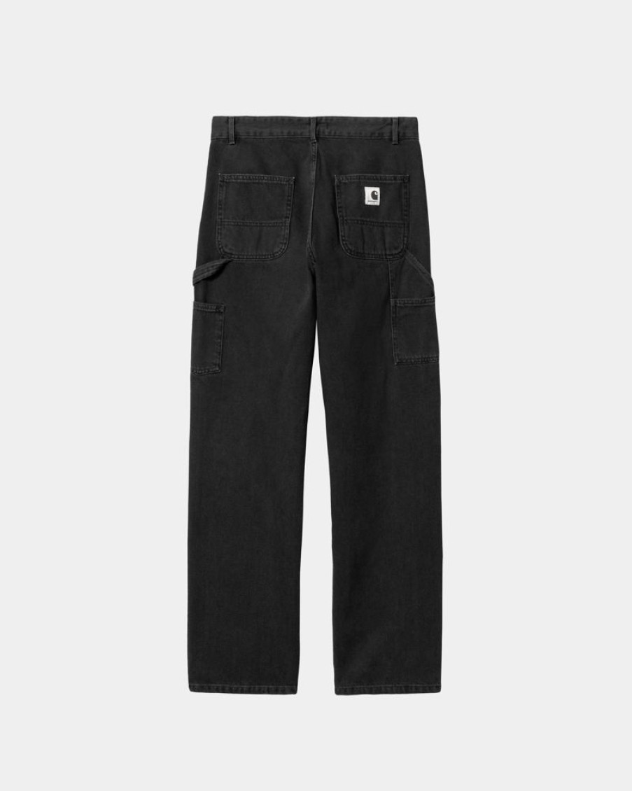 Kvinder Carhartt WIP | Pierce Pant Straight - Denim | Sort (Stenvasket)