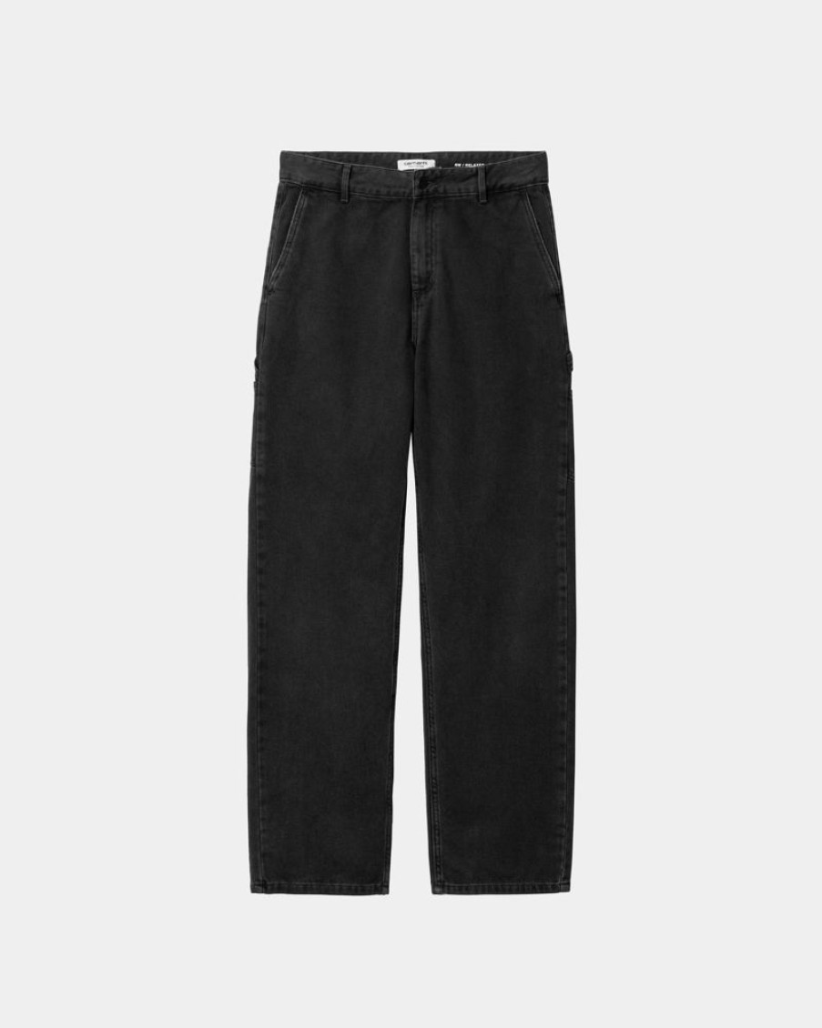 Kvinder Carhartt WIP | Pierce Pant Straight - Denim | Sort (Stenvasket)