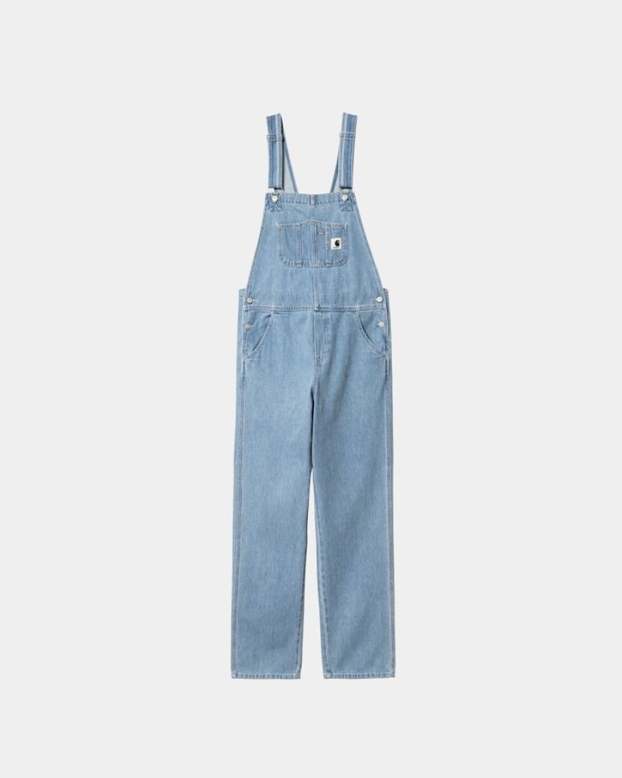 Kvinder Carhartt WIP | Damesmaek Overall Lige - Denim | Bla (Sten Bleget)