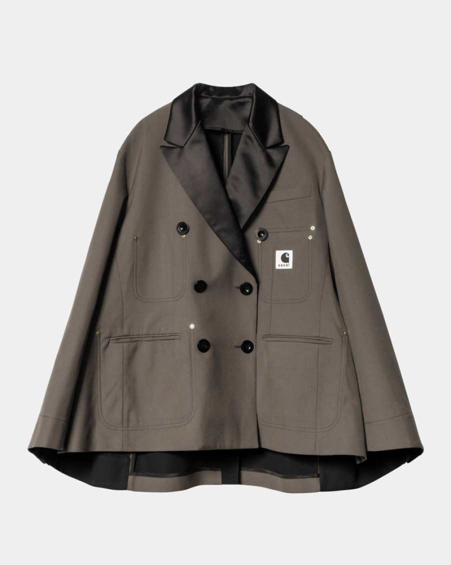 Kvinder Carhartt WIP | Sacai X Carhartt Wip Suiting Bonding-Jakke Til Kvinder | Taupe