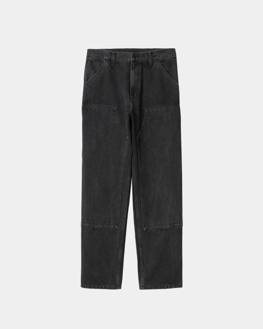 Maend Carhartt WIP | Dobbelt Knaebukser - Denim | Sort (Stenvasket)