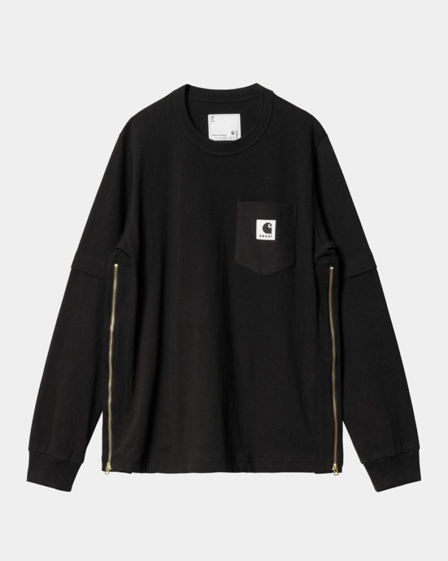 Maend Carhartt WIP | Sacai X Carhartt Wip Langaermet T-Shirt | Sort