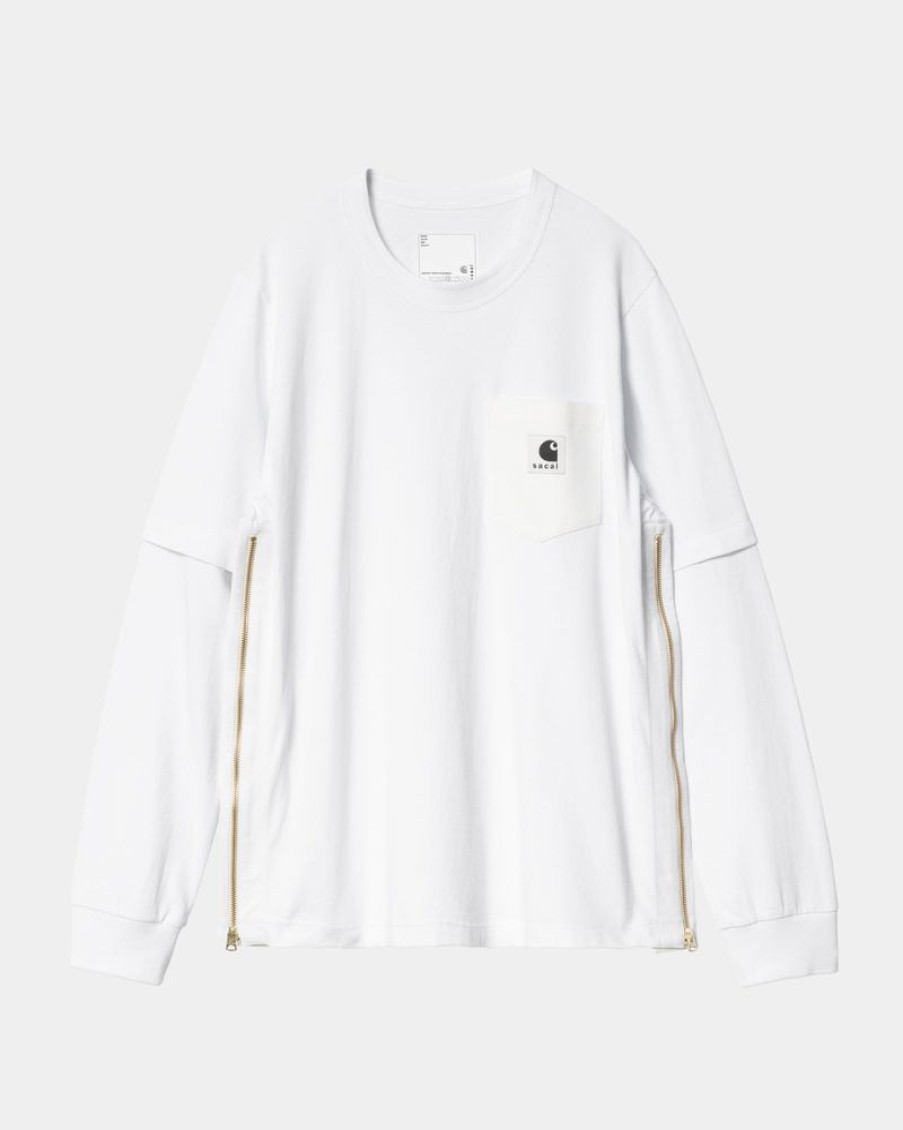 Maend Carhartt WIP | Sacai X Carhartt Wip Langaermet T-Shirt | Hvid