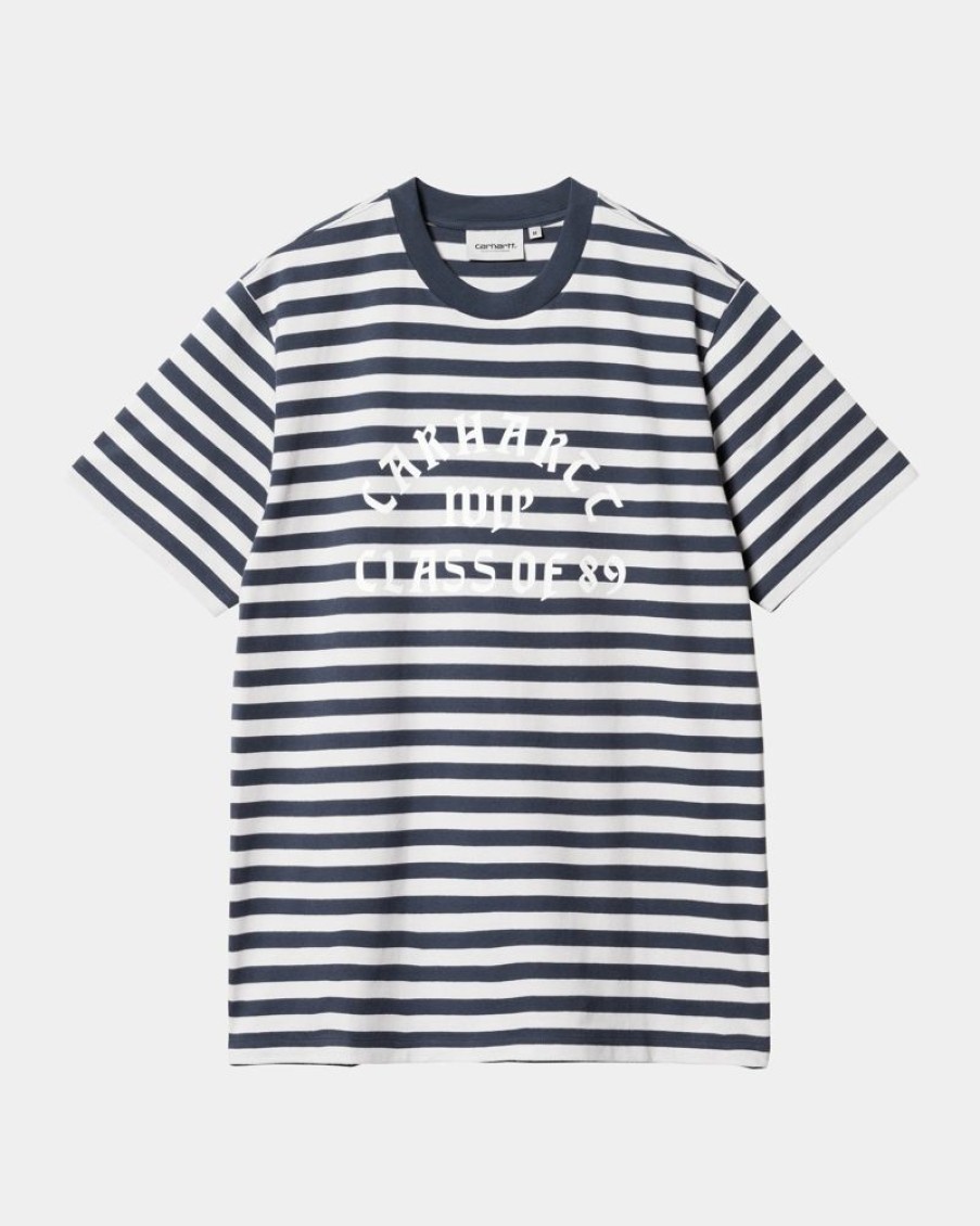 Maend Carhartt WIP | Scotty Stripe Atletisk T-Shirt | Bla / Sonic Solv