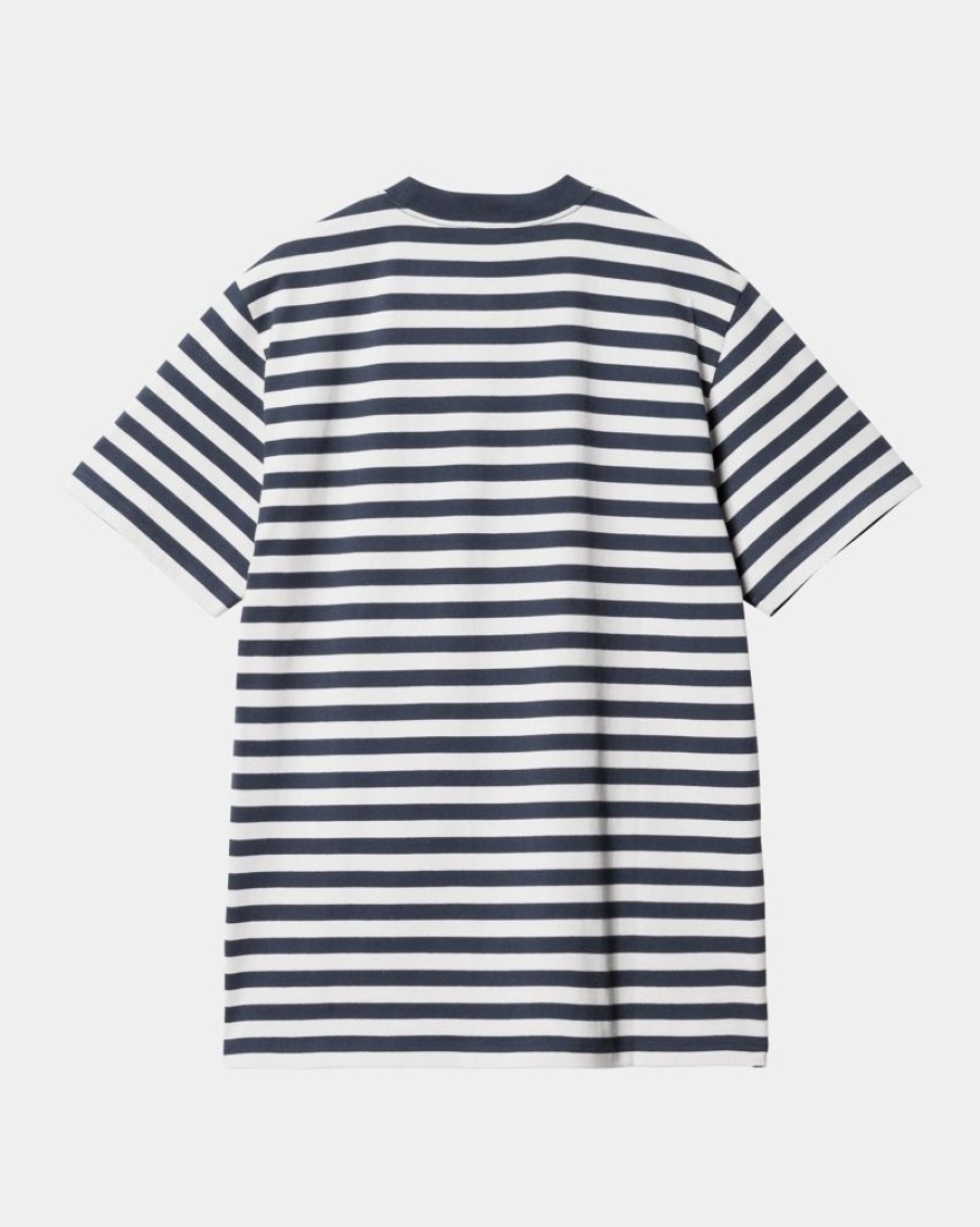 Maend Carhartt WIP | Scotty Stripe Atletisk T-Shirt | Bla / Sonic Solv