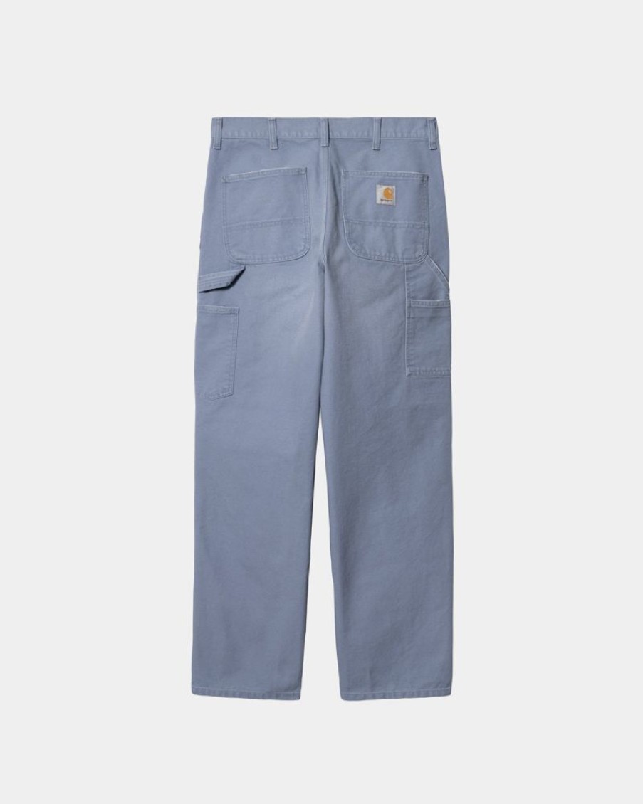 Maend Carhartt WIP | Enkelt Knae Bukser | Bay Blue (Aeldret Laerred)