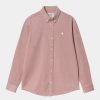 Maend Carhartt WIP | Madison Fine Cord Skjorte | Glassyet Pink / Voks