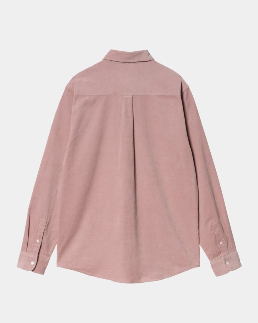 Maend Carhartt WIP | Madison Fine Cord Skjorte | Glassyet Pink / Voks