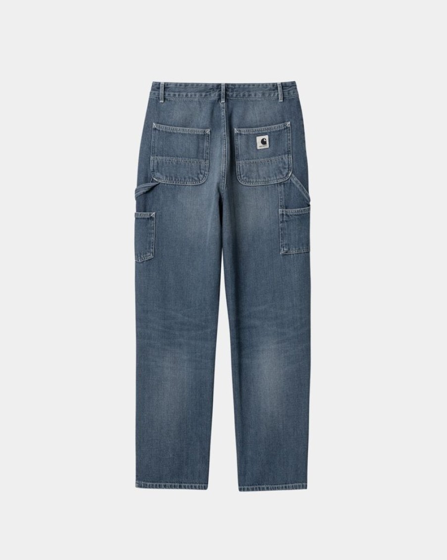 Kvinder Carhartt WIP | Pierce Pant Straight - Denim | Bla (Mork Brugt Vask)