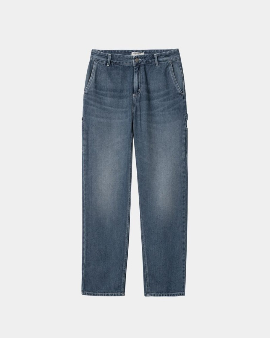 Kvinder Carhartt WIP | Pierce Pant Straight - Denim | Bla (Mork Brugt Vask)