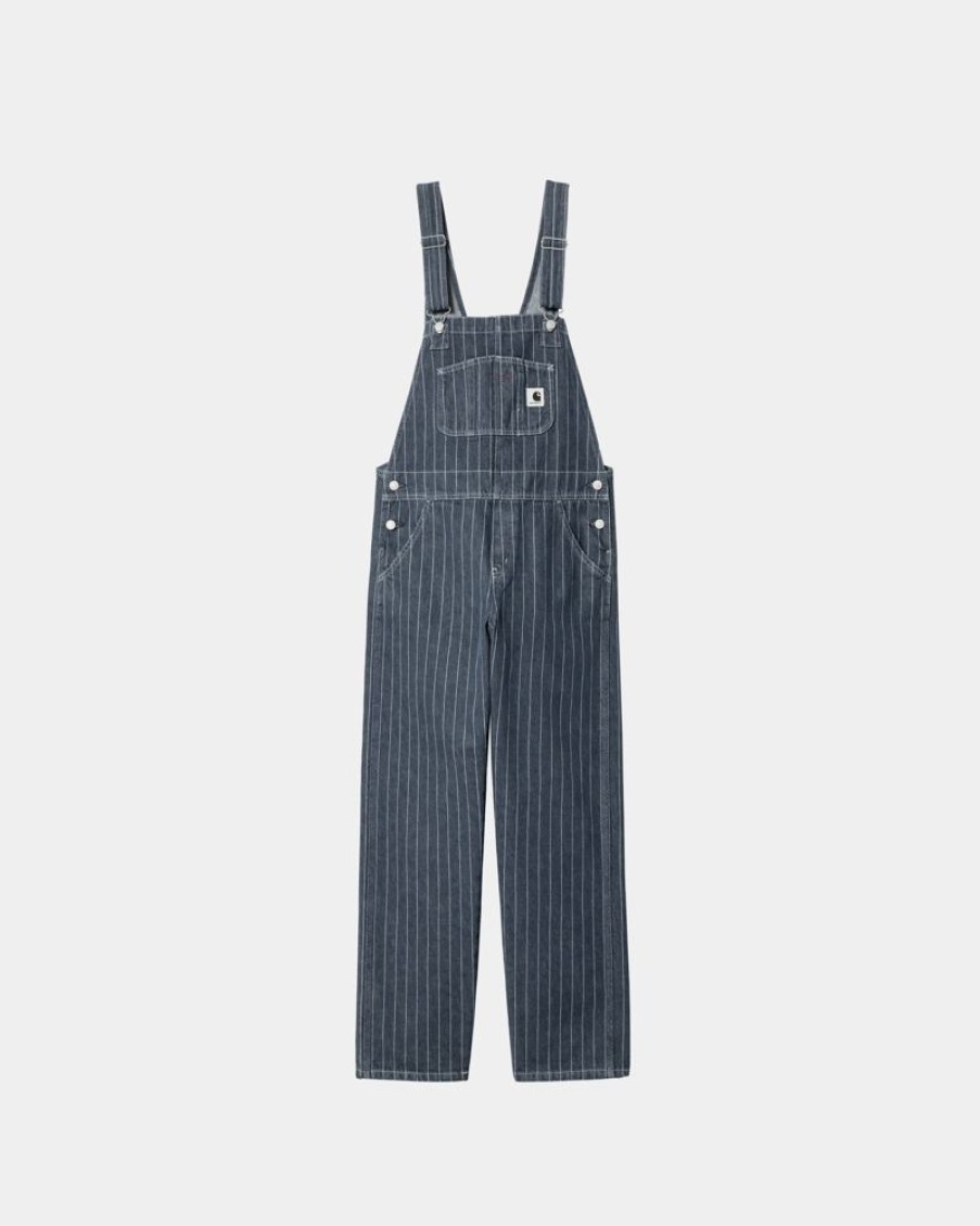 Kvinder Carhartt WIP | Orlean Stripe Hagesmaek Til Kvinder Lige | Bla/Hvid (Stenvasket)