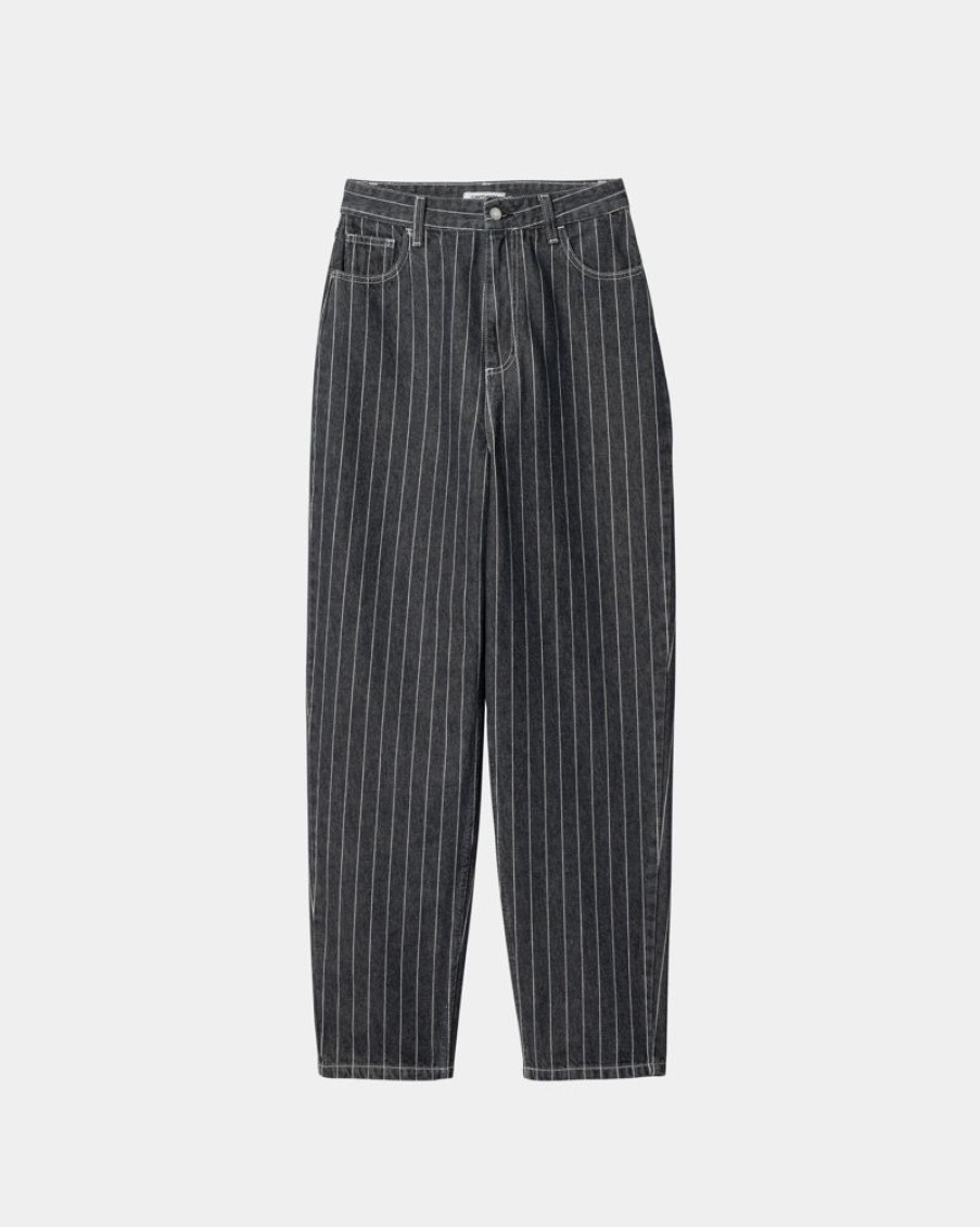 Kvinder Carhartt WIP | Orlean Stripe Bukser Til Kvinder | Sort/Hvid (Stenvasket)