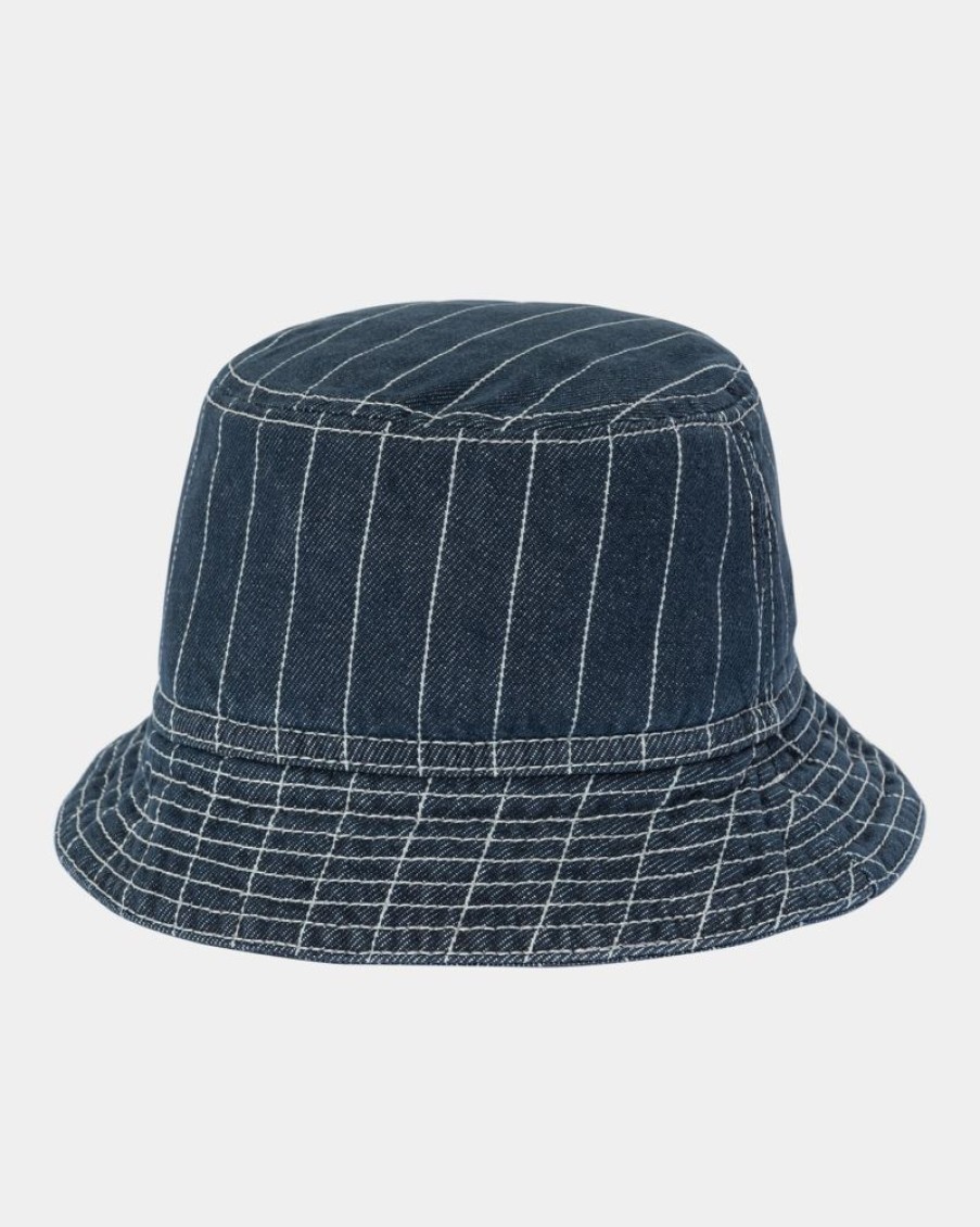 Maend Carhartt WIP | Orlean Stripe Bucket Hat | Bla/Hvid (Stenvasket)