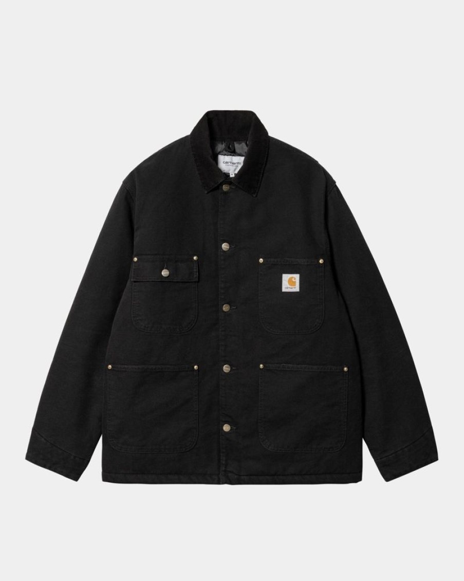 Maend Carhartt WIP | Og Chore Coat (Vinter) | Sort (Aeldet Laerred)