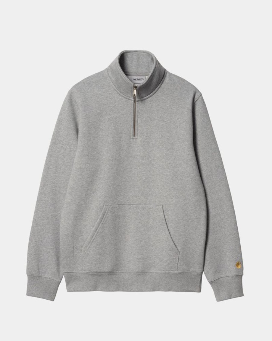 Maend Carhartt WIP | Chase Neck Zip Sweatshirt | Gra Lyng