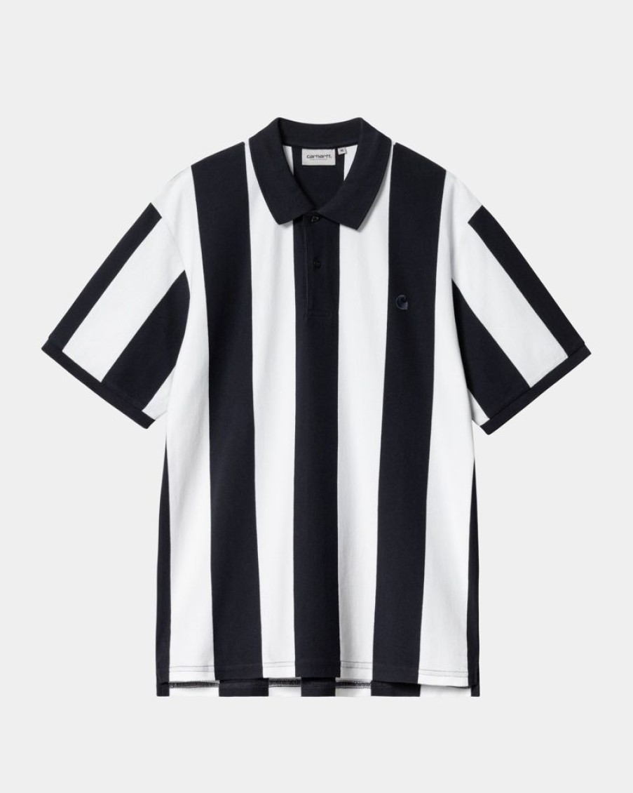 Maend Carhartt WIP | Hinton Stripe Polo | Dark Navy