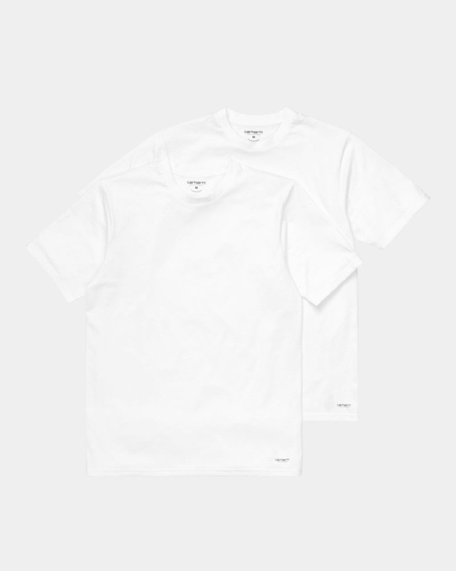 Maend Carhartt WIP | Standard T-Shirt Med Rund Hals (2 Pack) | Hvid + Hvid