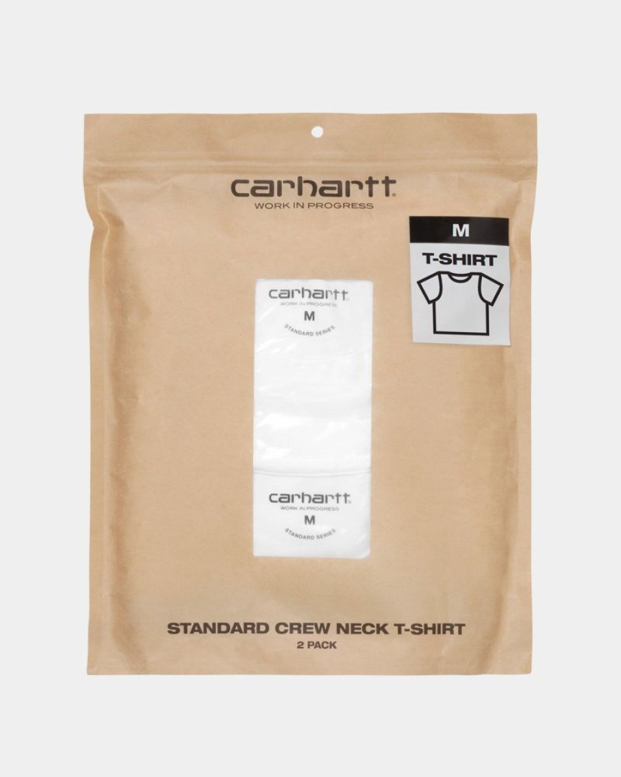 Maend Carhartt WIP | Standard T-Shirt Med Rund Hals (2 Pack) | Hvid + Hvid