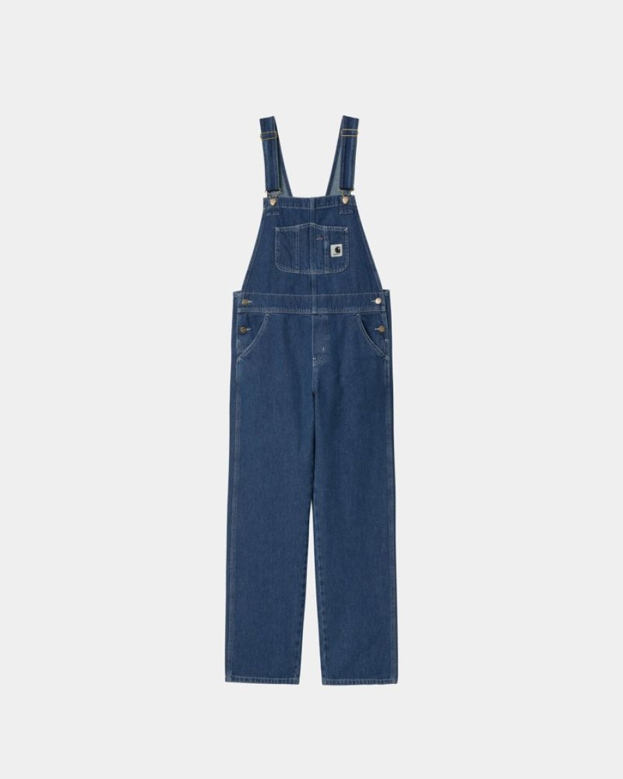 Kvinder Carhartt WIP | Damesmaek Overall Lige - Denim | Bla (Stenvasket)