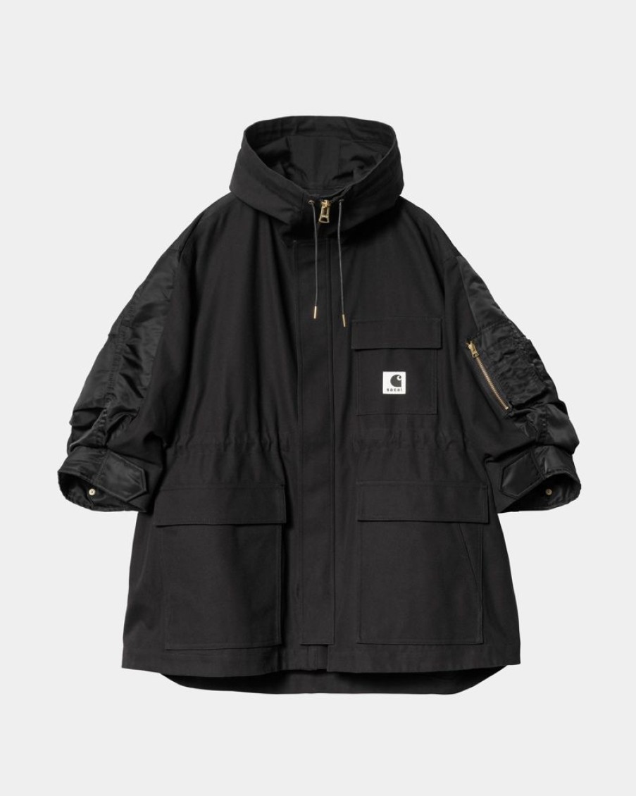 Kvinder Carhartt WIP | Sacai X Carhartt Wip And X Nylon Twill Frakke | Sort