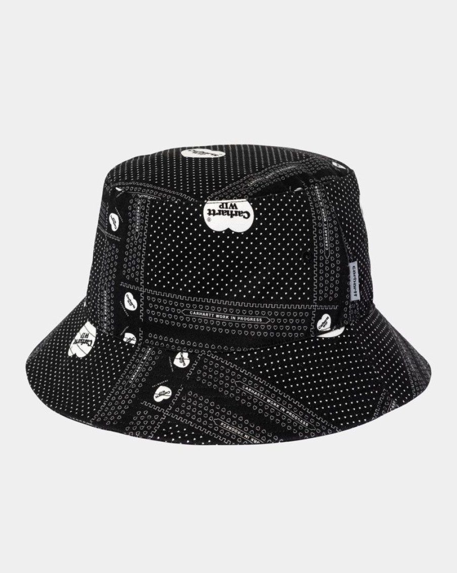 Maend Carhartt WIP | Grafisk Bucket Hat | Sort Hjerte Bandana Print