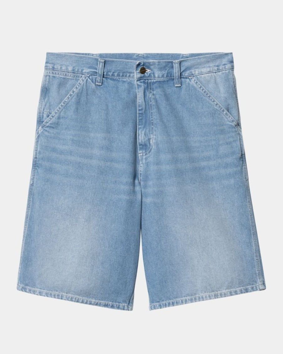 Maend Carhartt WIP | Simple Short - Denim | Bla (Lys Aegte Vasket)