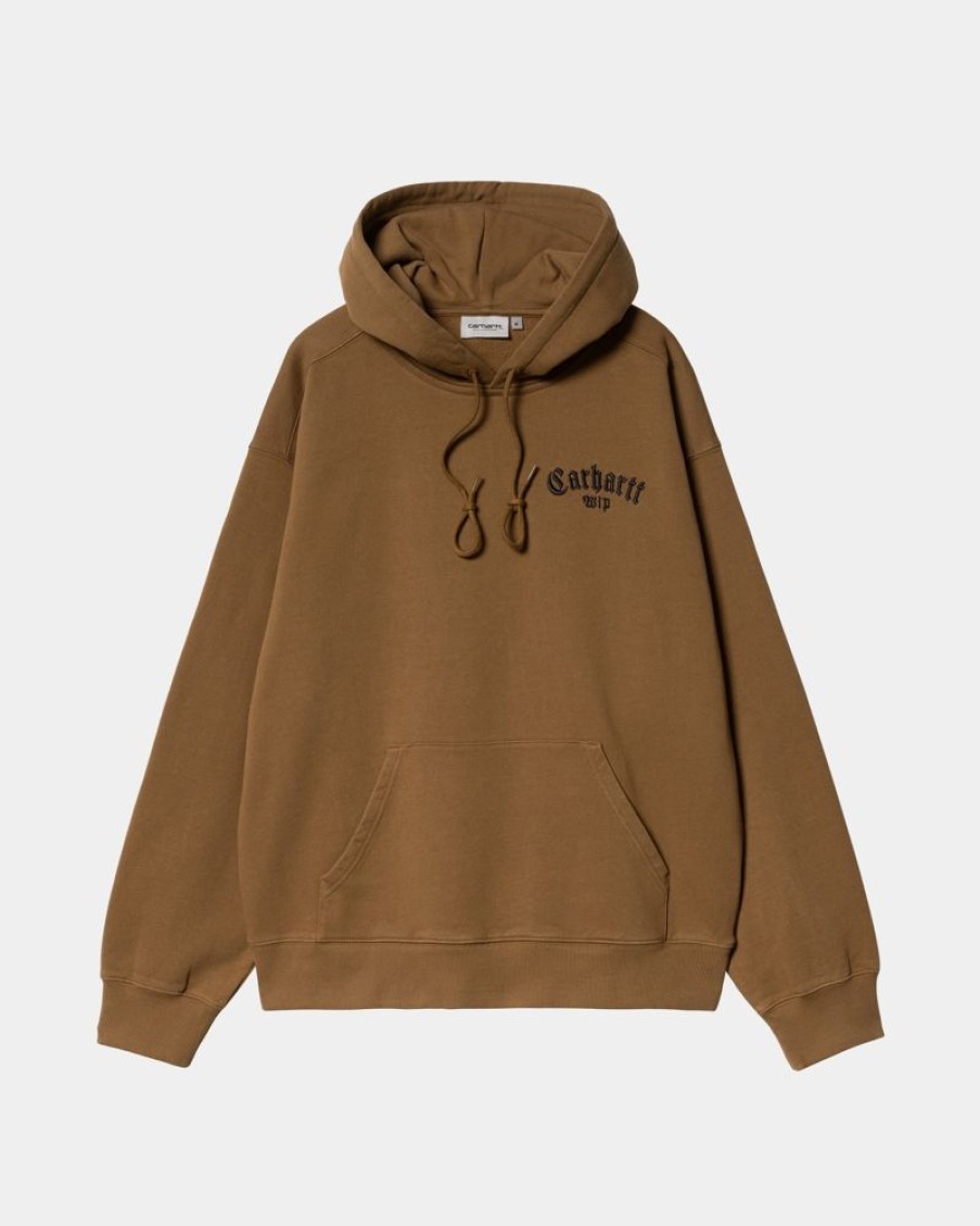 Maend Carhartt WIP | Onyx Script Sweatshirt Med Haette | Hamilton Brown