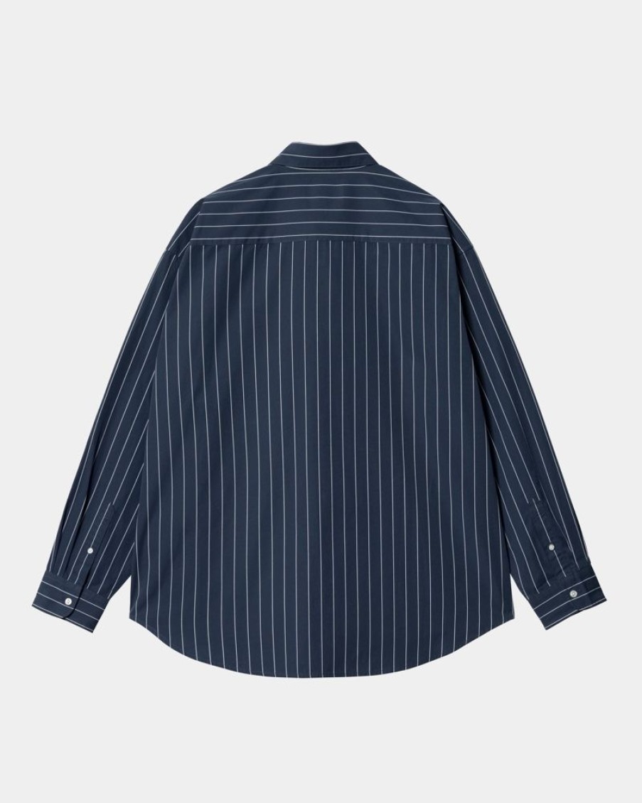 Maend Carhartt WIP | Orlean Stripe Skjorte | Bla / Hvid