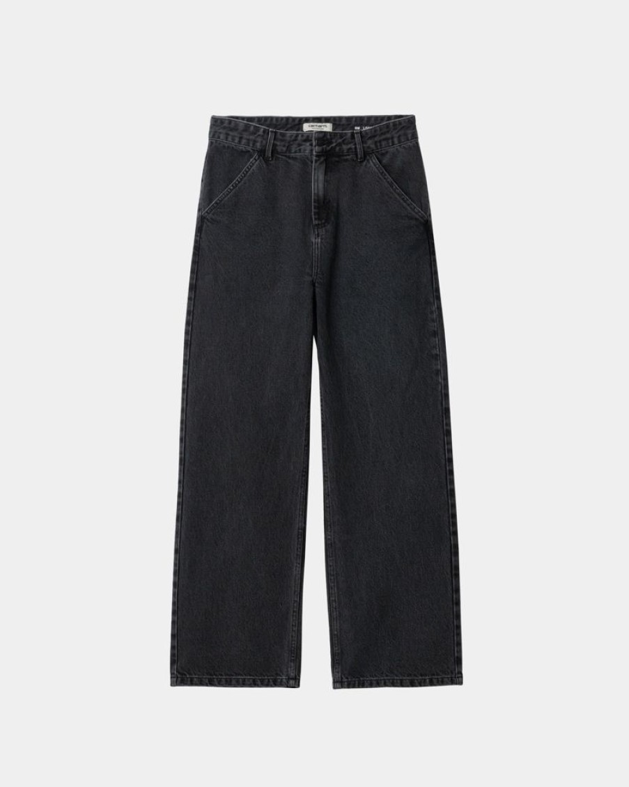 Kvinder Carhartt WIP | Simple Bukser Til Kvinder - Denim | Sort (Heavy Stone Vask)