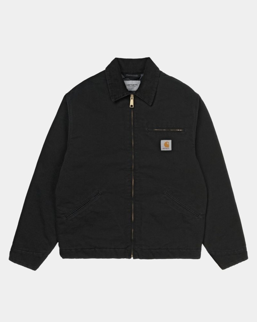 Maend Carhartt WIP | Og Detroit Jacket (Vinter) | Sort (Aeldet Laerred)