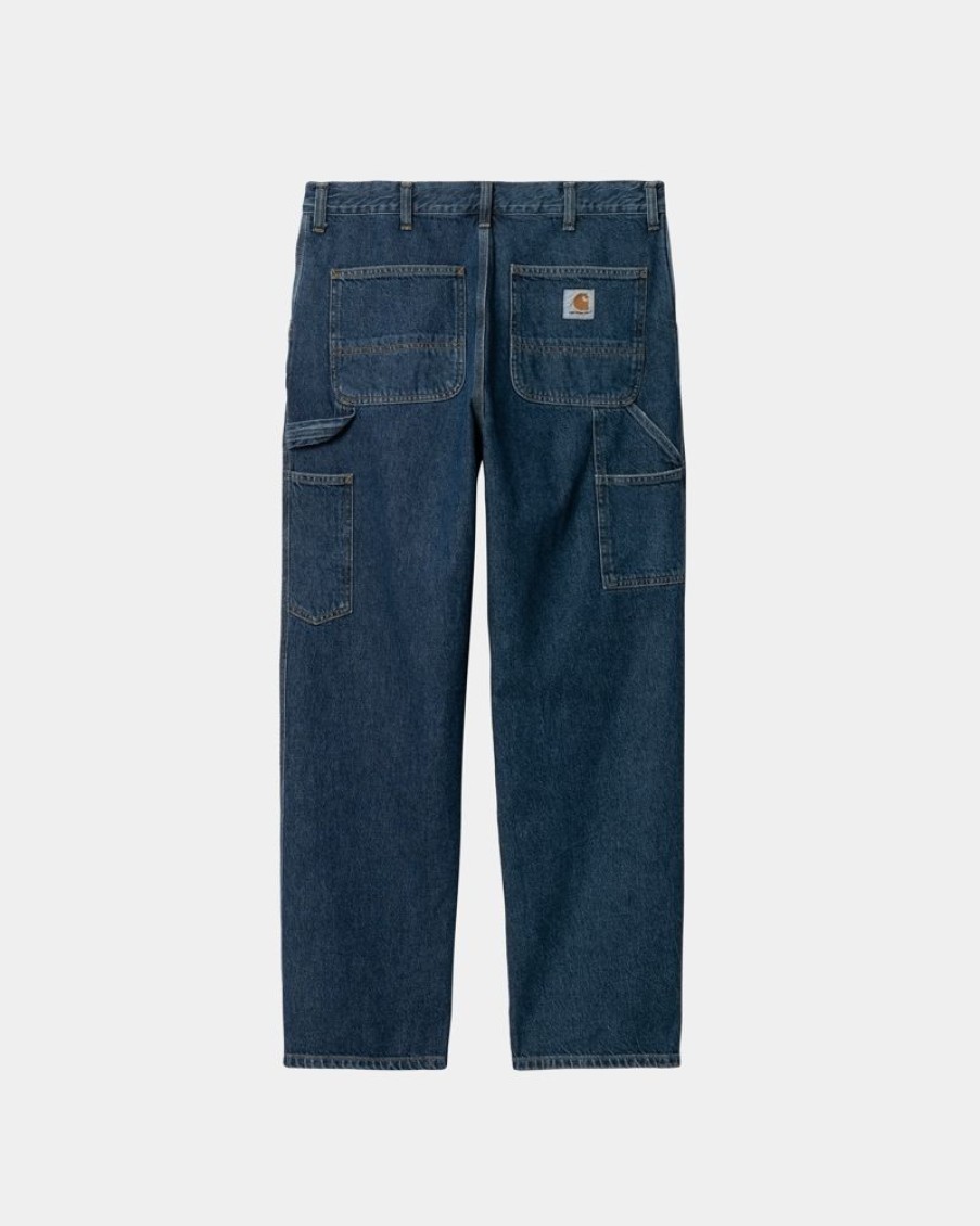 Maend Carhartt WIP | Single Knee Pant - Denim | Bla (Stenvasket)