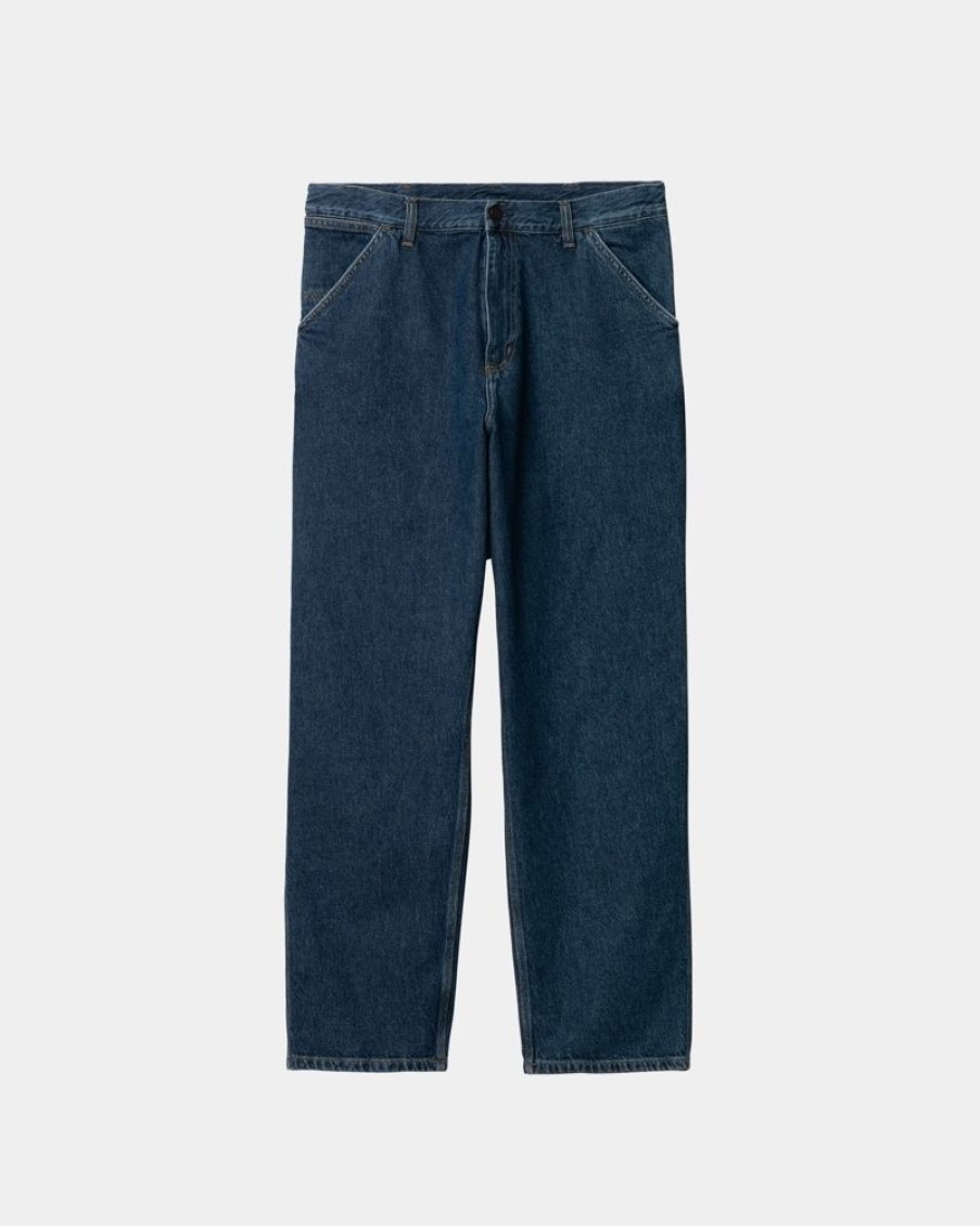 Maend Carhartt WIP | Single Knee Pant - Denim | Bla (Stenvasket)