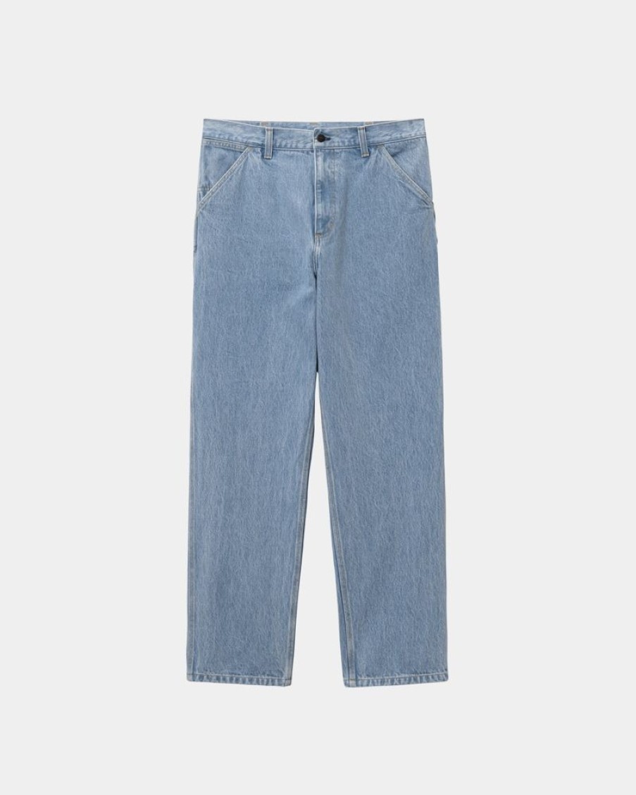 Maend Carhartt WIP | Single Knee Pant - Denim | Bla (Sten Bleget)