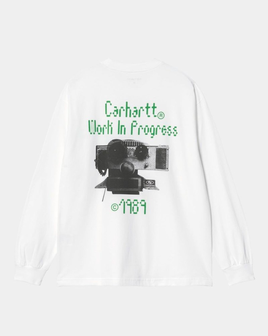 Maend Carhartt WIP | Soundface Langaermet T-Shirt | Hvid