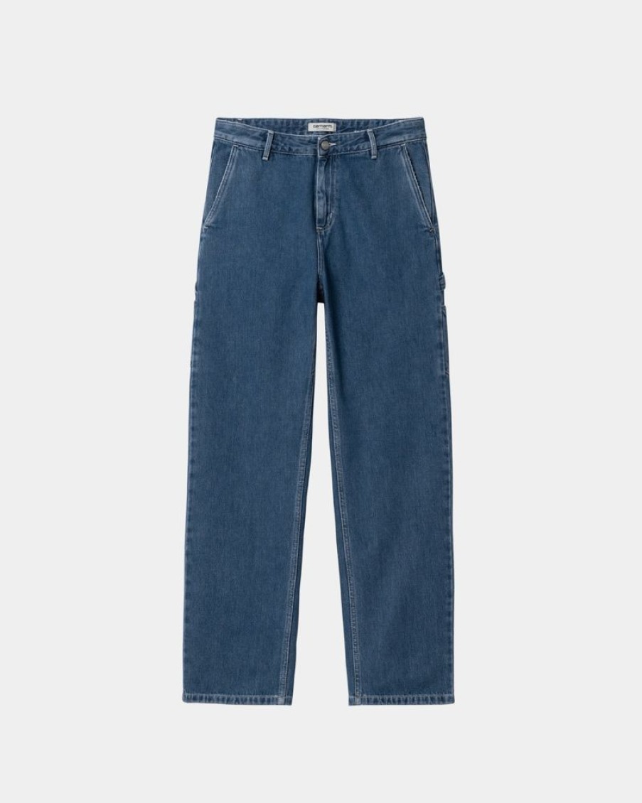 Kvinder Carhartt WIP | Pierce Pant Straight - Denim | Bla (Stenvasket)