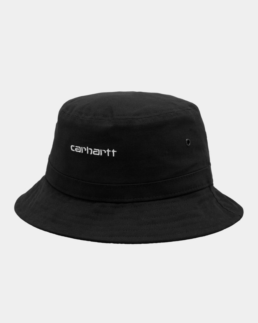 Tilbehor Carhartt WIP | Script Bucket Hat | Sort Hvid