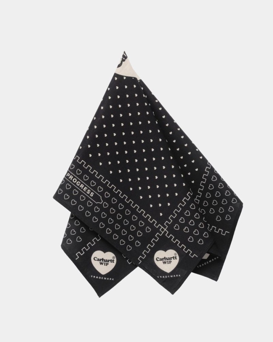 Maend Carhartt WIP | Hjertetryk Bandana | Sort