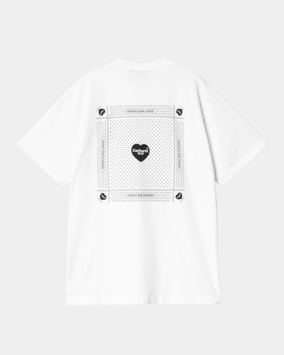 Maend Carhartt WIP | Hjerte Bandana T-Shirt | Hvid Sort