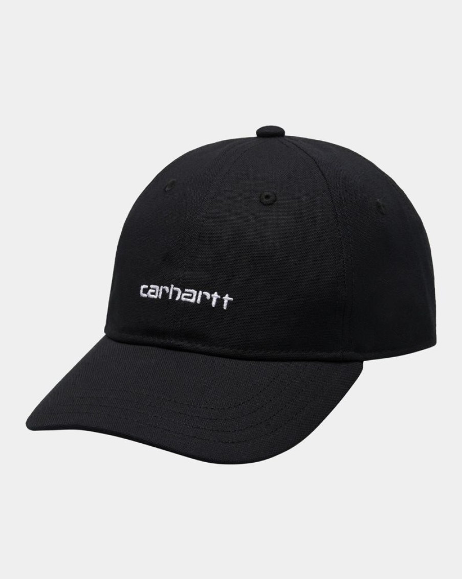 Maend Carhartt WIP | Canvas Script Cap | Sort Hvid