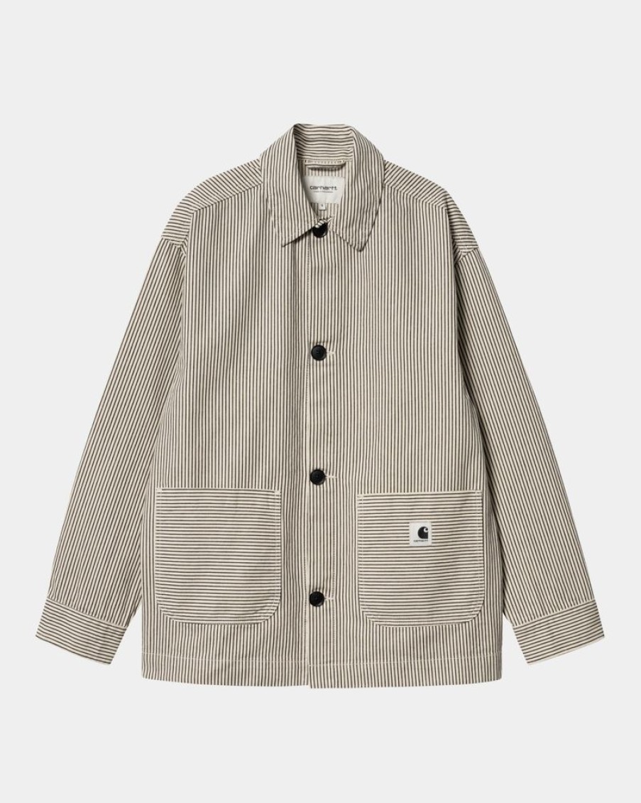 Kvinder Carhartt WIP | Haywood Stripe Coat | Voks / Sort