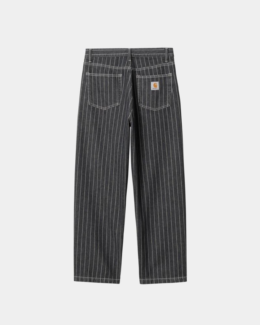 Maend Carhartt WIP | Orlean Stripe Bukser | Sort/Hvid (Stenvasket)