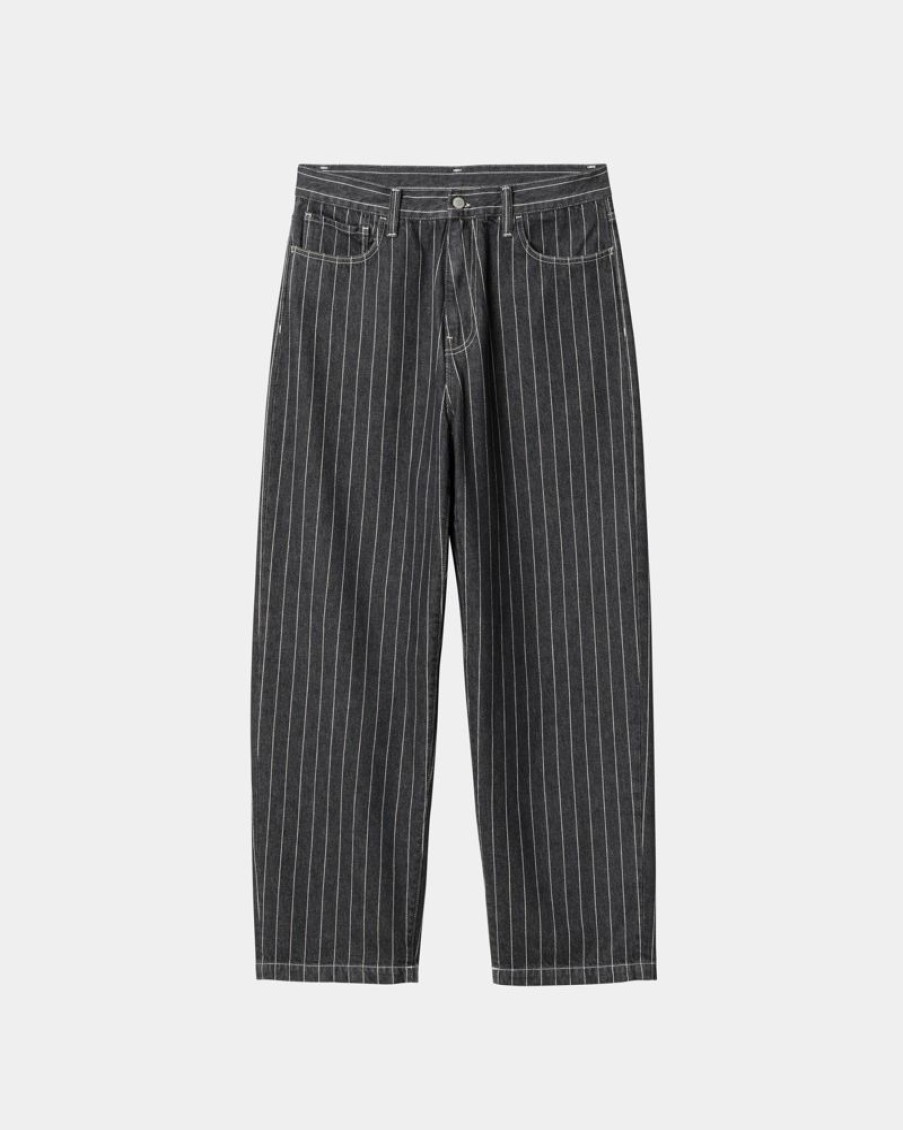 Maend Carhartt WIP | Orlean Stripe Bukser | Sort/Hvid (Stenvasket)