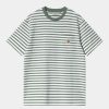 Maend Carhartt WIP | Seidler Stripe Pocket T-Shirt | Park / Hvid