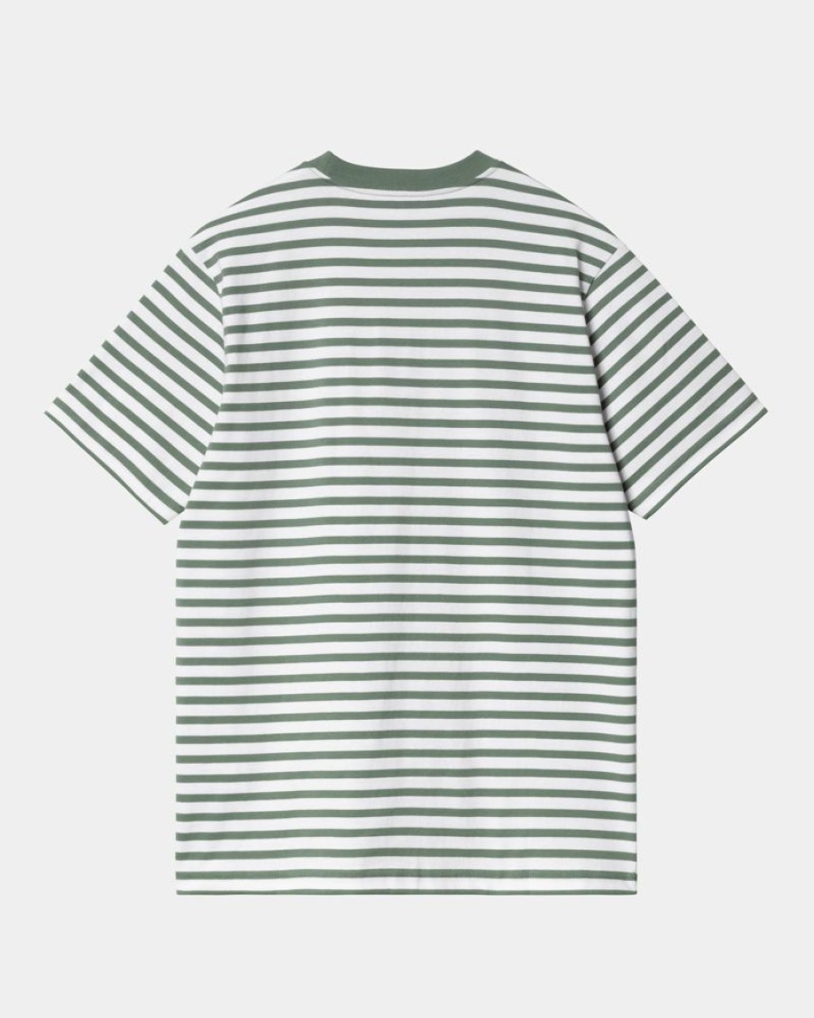 Maend Carhartt WIP | Seidler Stripe Pocket T-Shirt | Park / Hvid