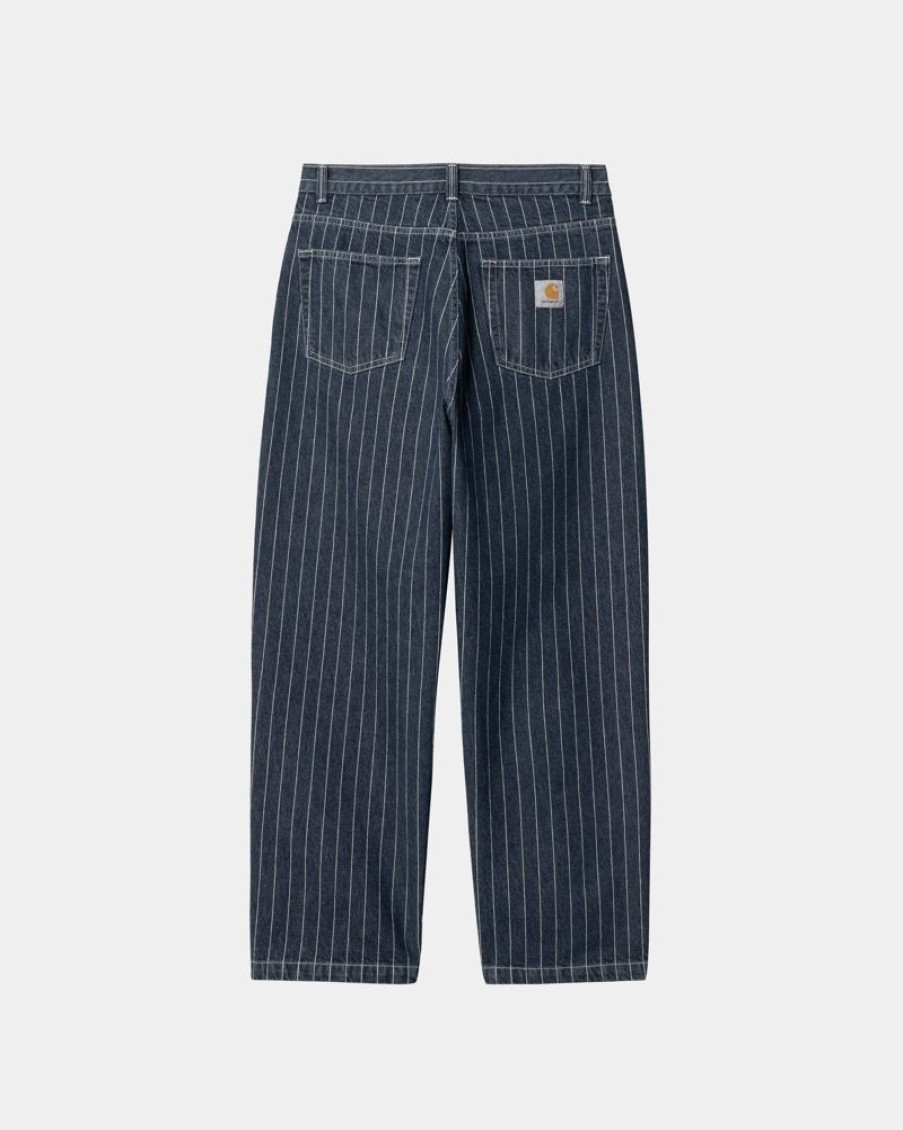 Maend Carhartt WIP | Orlean Stripe Bukser | Bla/Hvid (Stenvasket)