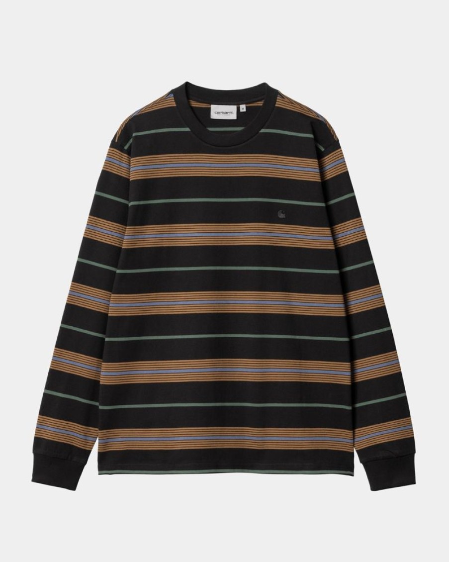 Maend Carhartt WIP | Haynes Stripe Langaermet T-Shirt |Sort