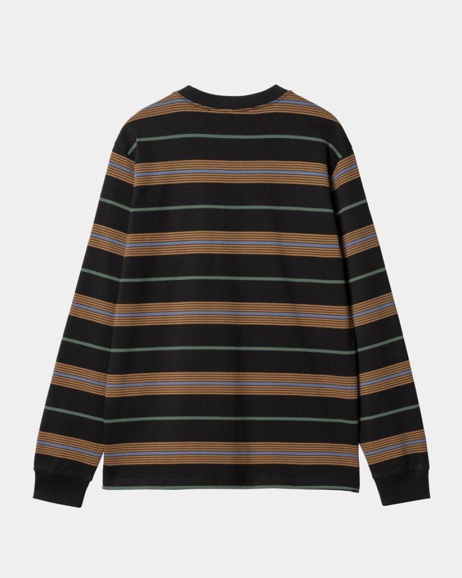 Maend Carhartt WIP | Haynes Stripe Langaermet T-Shirt |Sort