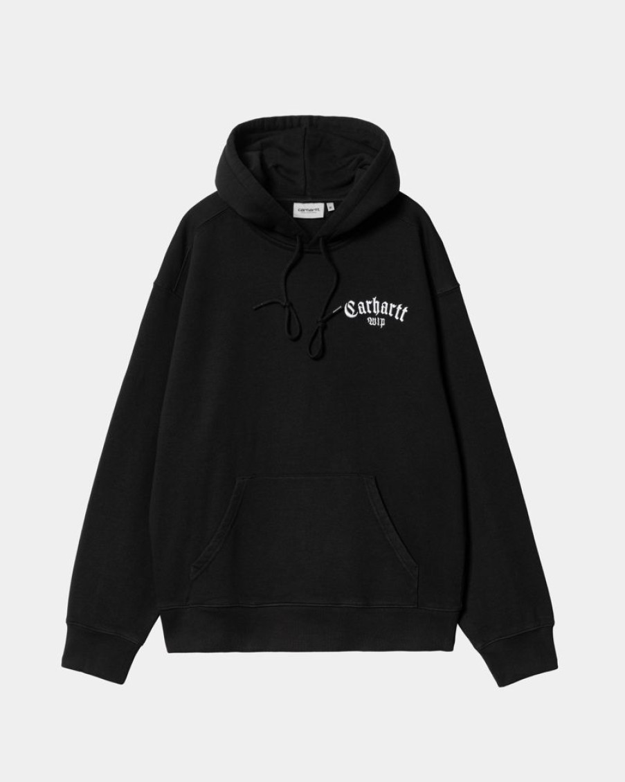 Maend Carhartt WIP | Onyx Script Sweatshirt Med Haette | Sort